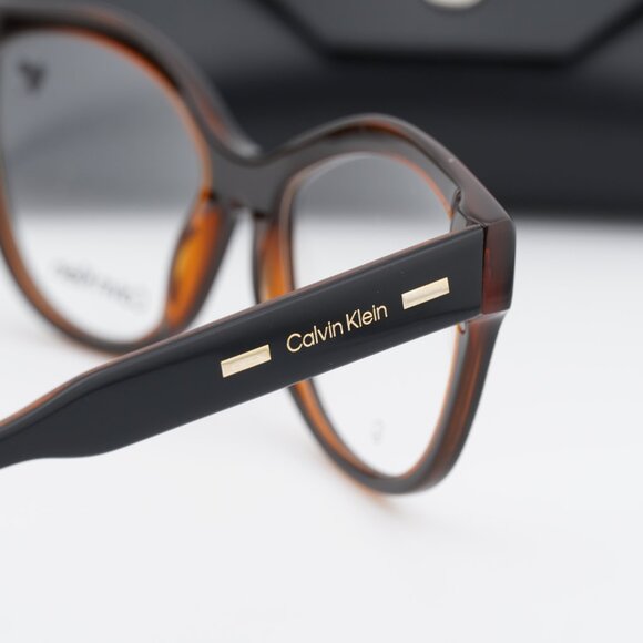 Calvin Klein CK23541 008 Cat Eye Eyeglasses 53mm - Black/Brown